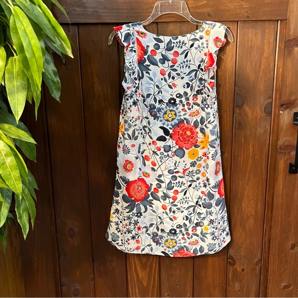 Loft Floral Flutter Sleeve RayonV-Neck Shift Dress - Picture 3 of 6